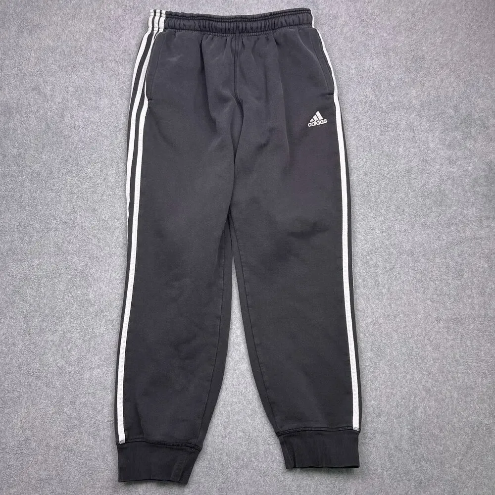 adidas sweatpants mens large black 3 stripe‎ jogger tapered